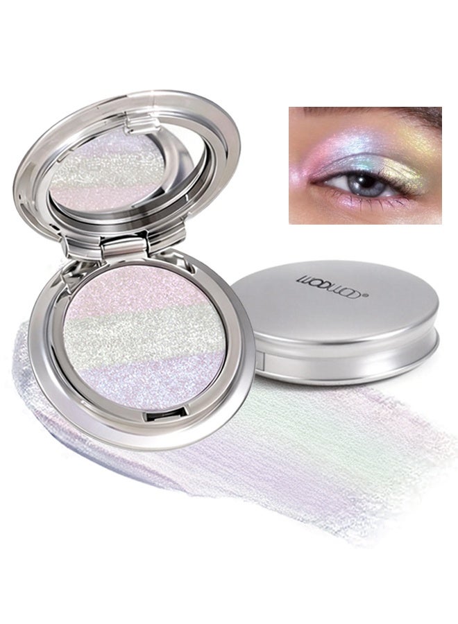 WOD Chameleon Face Highlighter Palette, Rainbow Glitter Metallic Eyeshadow Makeup Holographic Sparkling Color Shifting Long Wear Eye Brightener Inner Corner Illuminator Shimmer Highlighter - Image 1